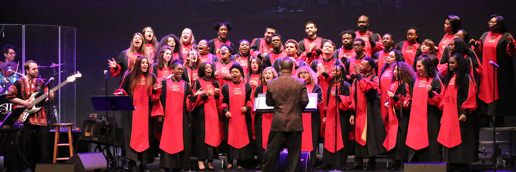 The African American Choral Ensemble performs onstage during the 2018 Spring Concert